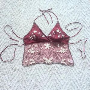 Vintage 90s Y2K Backless Beaded Fairy Halter